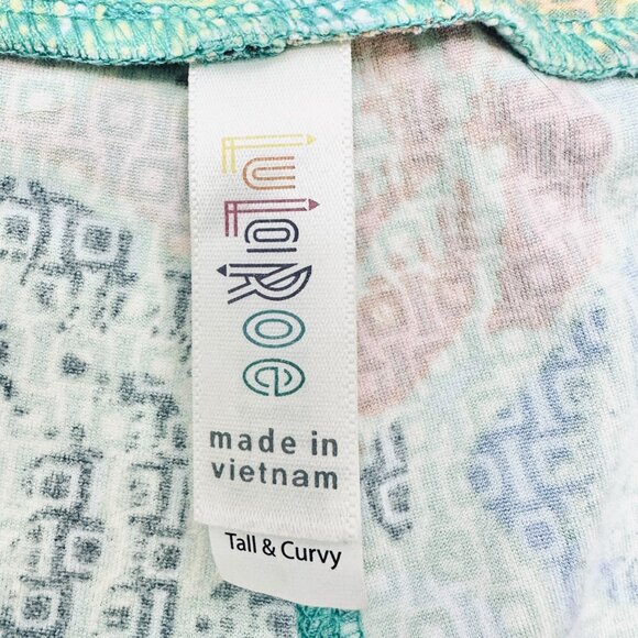 LuLaRoe Leggings Womens Tall & Curvy Green Flowered and Green Kermit - Picture 5 of 7